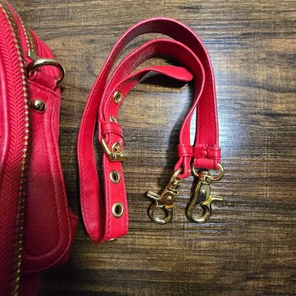 Cynthia Rowley Quilted Red Crossover Handbag With Braided Straps & Gold Hardware - Picture 14 of 15